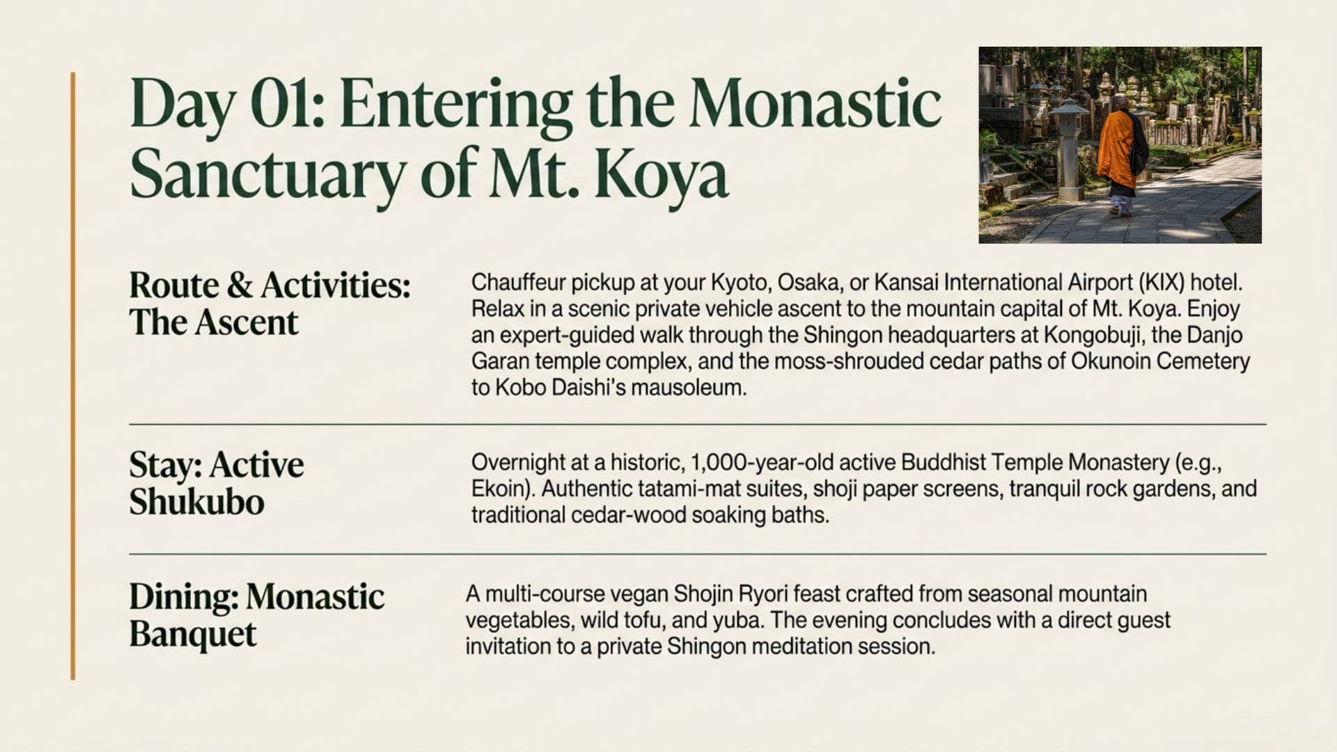 Mt. Koya Monastic Sanctuary Route Overview